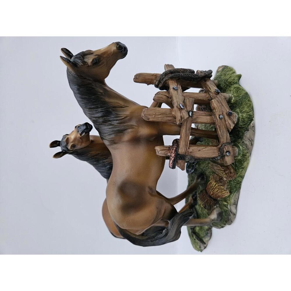 Vintage Resin Horse Figurine – Pair by Rustic Fence – 8" Tall Farmhouse Decor